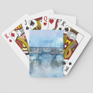 Ponte Vecchio op de Arno in Florence, Italië Pokerkaarten