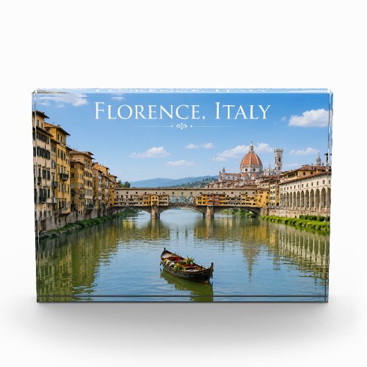 Ponte Vecchio Romantisch Stadsgezicht Kunstwerk Fotoblokken (Voorkant)