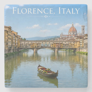 Ponte Vecchio Romantisch Stadsgezicht Kunstwerk Stenen Onderzetter