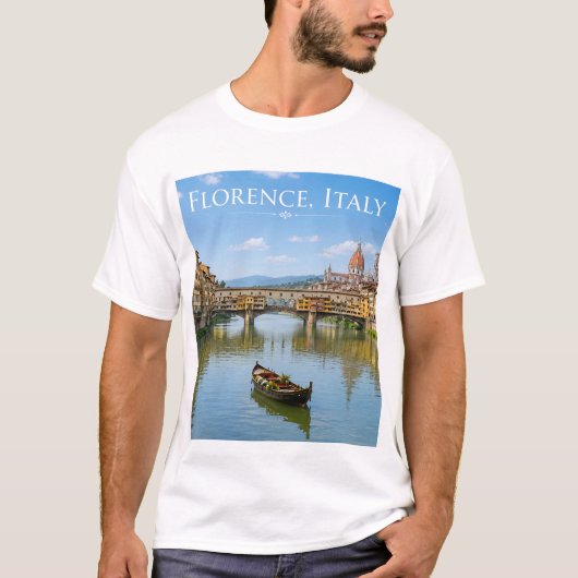 Ponte Vecchio Romantisch Stadsgezicht Kunstwerk T-shirt (Voorkant)
