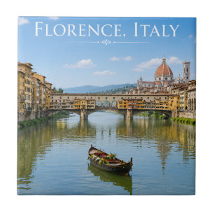 Ponte Vecchio Romantisch Stadsgezicht Kunstwerk Tegeltje