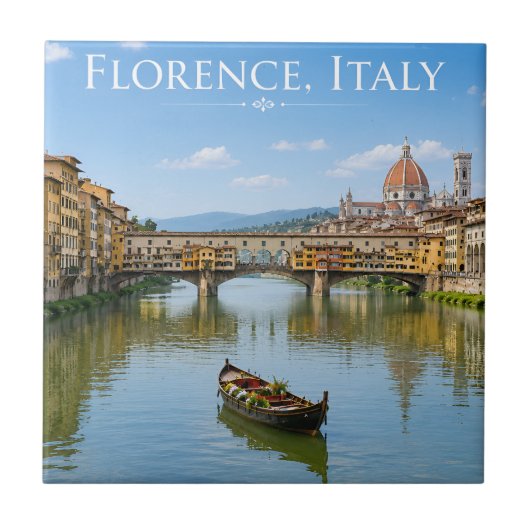 Ponte Vecchio Romantisch Stadsgezicht Kunstwerk Tegeltje (Voorkant)