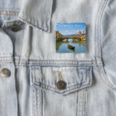 Ponte Vecchio Romantisch Stadsgezicht Kunstwerk Vierkante Button 5,1 Cm (In situ)