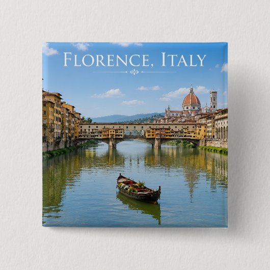 Ponte Vecchio Romantisch Stadsgezicht Kunstwerk Vierkante Button 5,1 Cm (Voorkant)
