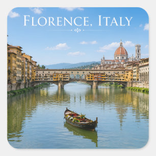 Ponte Vecchio Romantisch Stadsgezicht Kunstwerk Vierkante Sticker