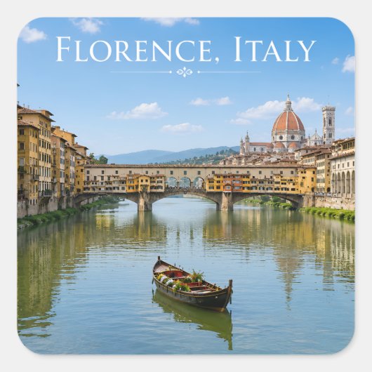 Ponte Vecchio Romantisch Stadsgezicht Kunstwerk Vierkante Sticker (Voorkant)