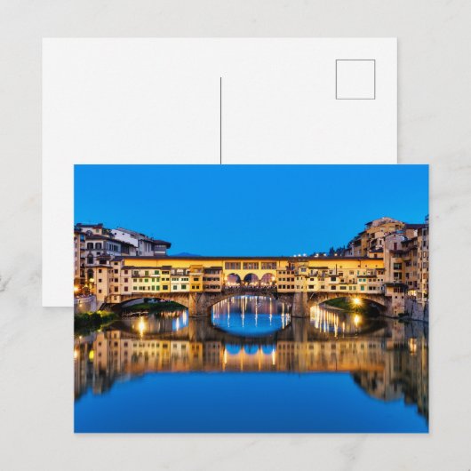 Ponte Vecchio 's nachts Briefkaart (Voorkant / Achterkant)