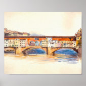 Ponte Vecchio Schilderij,  stadslandschap Poster (Voorkant)