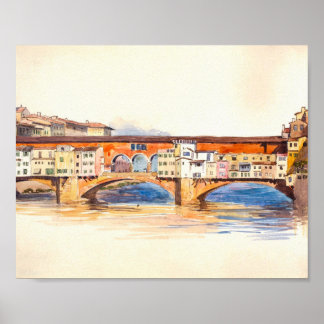 Ponte Vecchio Schilderij, stadslandschap Poster