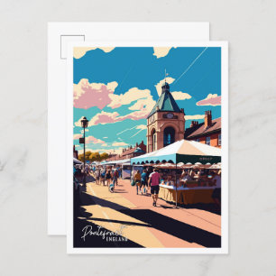 Pontefract Engeland Vintage Travel Illustration Briefkaart