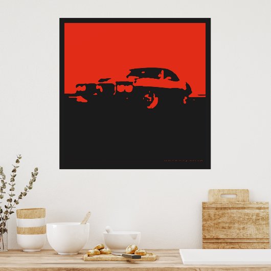 Pontiac Firebird, 1969 - Rood op zwart poster (Keuken)
