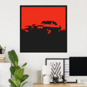 Pontiac Firebird, 1969 - Rood op zwart poster (Thuiskantoor)