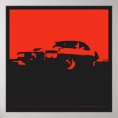 Pontiac Firebird, 1969 - Rood op zwart poster (Voorkant)