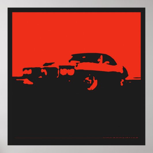 Pontiac Firebird, 1969 - Rood op zwart poster (Voorkant)