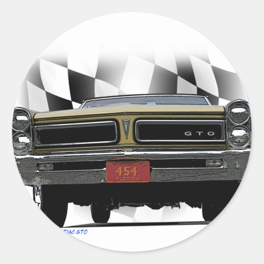 Pontiac GTO 1965 Ronde Sticker (Voorkant)