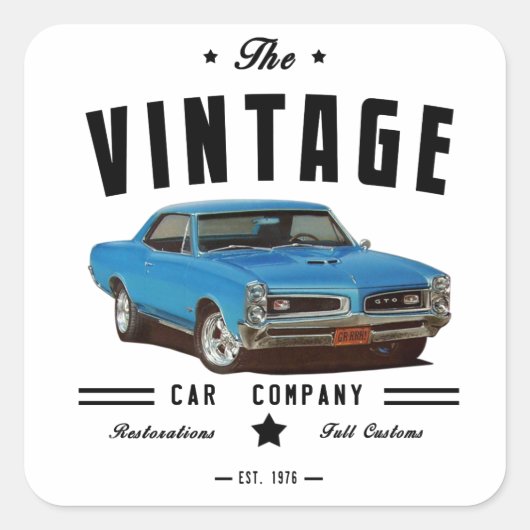 Pontiac GTO  Garage 1966 Vierkante Sticker (Voorkant)
