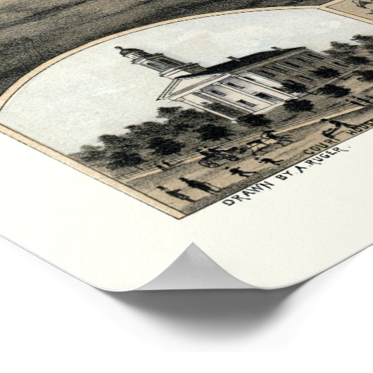 Pontiac, IL Panoramiek Map - 1869 Poster (Hoek)