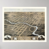 Pontiac, IL Panoramiek Map - 1869 Poster (Voorkant)