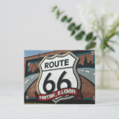 Pontiac Illinois US Route 66 sign briefkaart (Staand voorkant)