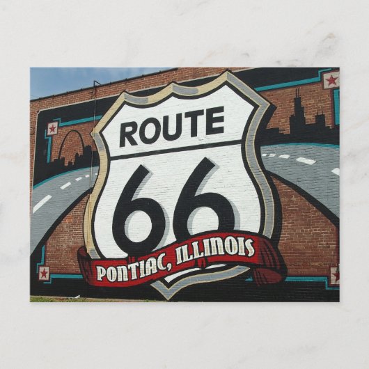 Pontiac Illinois US Route 66 sign briefkaart (Voorkant)