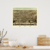 Pontiac, MI Panorama Map - 1867 Poster (Keuken)