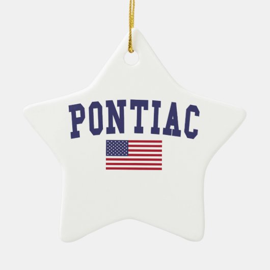 Pontiac US Flag Keramisch Ornament (Voorkant)