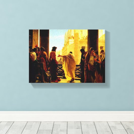Pontius Pilatus presenteert een gesel Jezus Canvas Afdruk (Insitu (Houten vloer))
