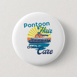 Ponton Hair Don't Care Grappig Zomer Boating Lake Ronde Button 5,7 Cm