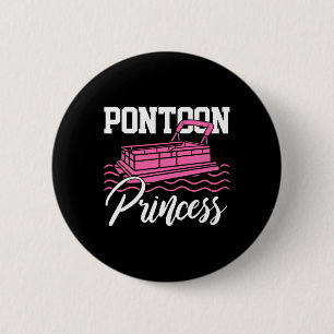 Ponton Princess Boat Captain Lake Boating Gift Ronde Button 5,7 Cm