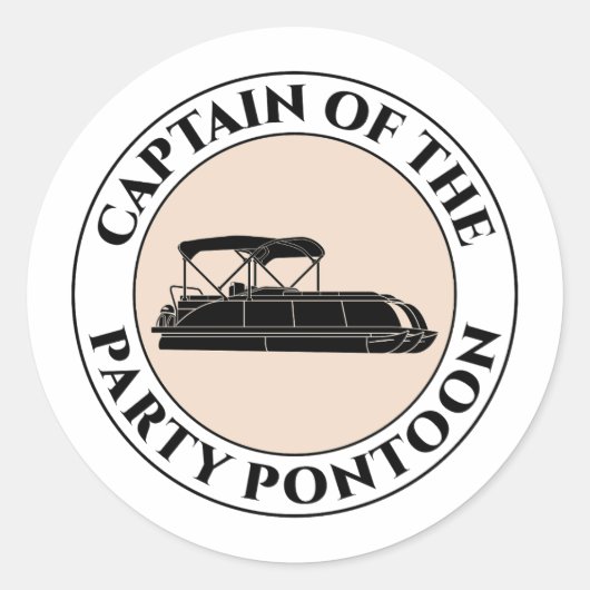 Pontonboot Captain Boating Pontooning Gevist Ronde Sticker (Voorkant)
