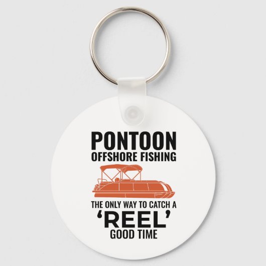 Pontonboot Captain Boating Pontooning Gevist Sleutelhanger (Voorkant)