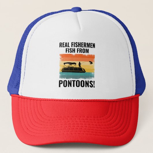 Pontonboot Captain Boating Pontooning Gevist Trucker Pet (Voorkant)