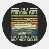 Pontonboot Kapitein Papa Gag Pontooning Boati Ronde Sticker (Voorkant)