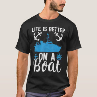 Pontonboot varen kapitein op een boot t-shirt