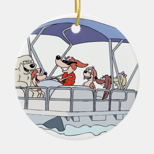 Pontoon Boat Keramisch Ornament (Voorkant)