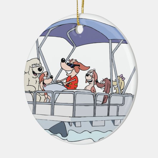 Pontoon Boat Keramisch Ornament (Links)