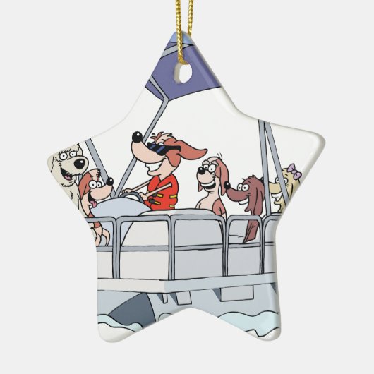 Pontoon Boat Keramisch Ornament (Links)