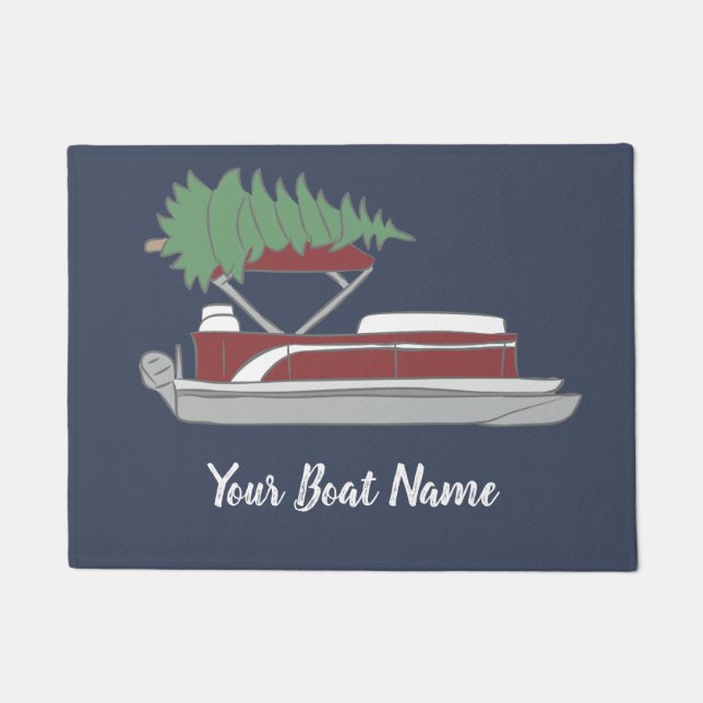 Pontoon Boat met kerstboom bovenaan Deurmat (Voorkant)
