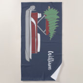 Pontoon Boat met kerstboom bovenaan Strandlaken (Voorkant)
