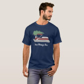 Pontoon Boat met kerstboom bovenaan T-shirt (Voorkant volledig)