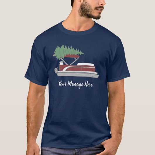 Pontoon Boat met kerstboom bovenaan T-shirt (Voorkant)