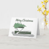 Pontoon Boat met kerstboom op Top Holiday Kaart (Gele Bloem)