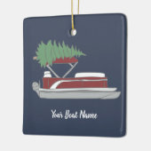 Pontoon Boat met kerstboom op Top Holiday Keramisch Ornament (Links)