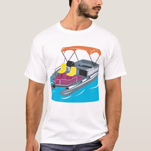 Pontoon Boat Retro T-shirt (Voorkant)
