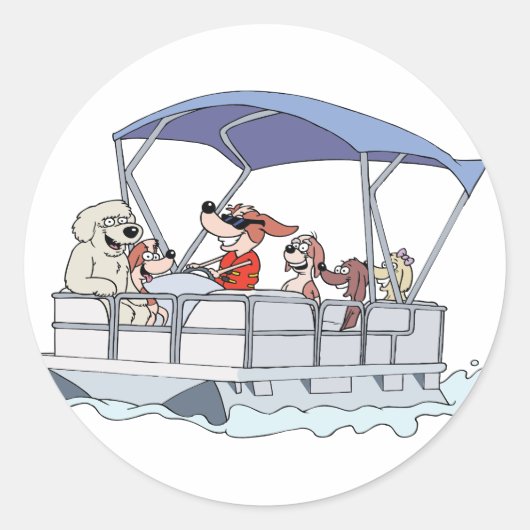 Pontoon Boat Ronde Sticker (Voorkant)
