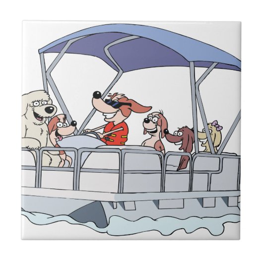 Pontoon Boat Tegeltje (Voorkant)