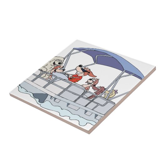 Pontoon Boat Tegeltje (Zijkant)