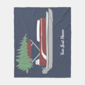 Pontoon Boat with Christmas Tree on Top Fleece Bla (Voorkant)