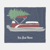 Pontoon Boat with Christmas Tree on Top Fleece Bla Deken (Voorkant (Horizontaal))