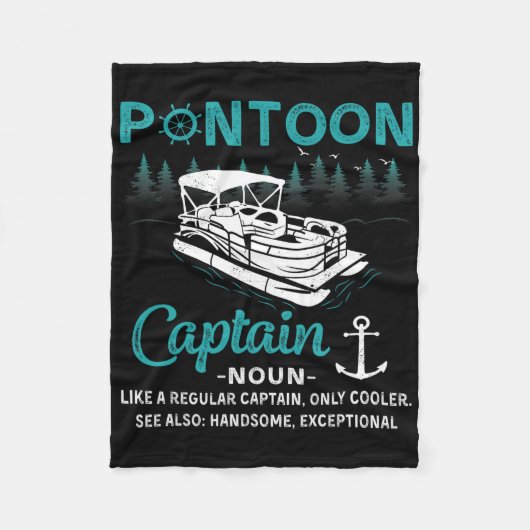 Pontoon Captain Definition Funny Pontoon Boat Boat Fleece Deken (Voorkant)